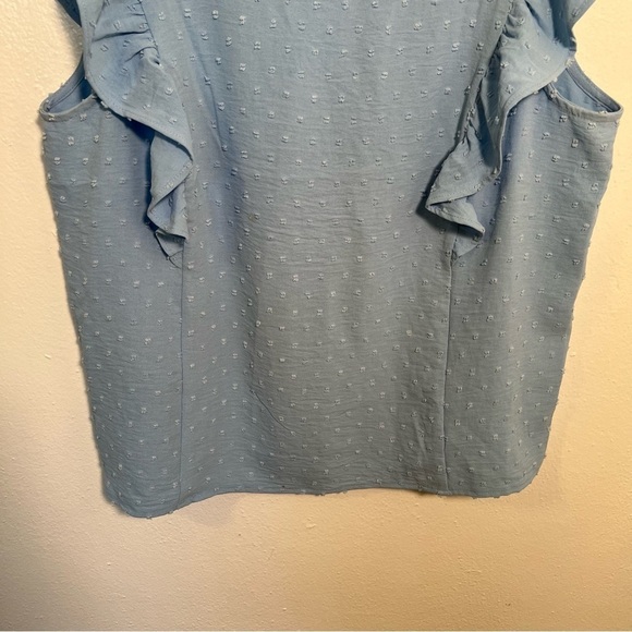 Counterparts Swiss Dot Blouse Light Blue Ruffle L - Picture 5 of 10